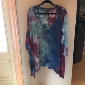3/4 sleeve tie dye tunic